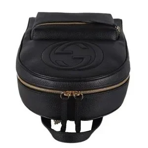 Gucci Soho GG Logo Black Leather Backpack Chain Straps 536192 GUCCI Soho Backpack, Chain Shoulder, Leather, Black, 536192  main image 3